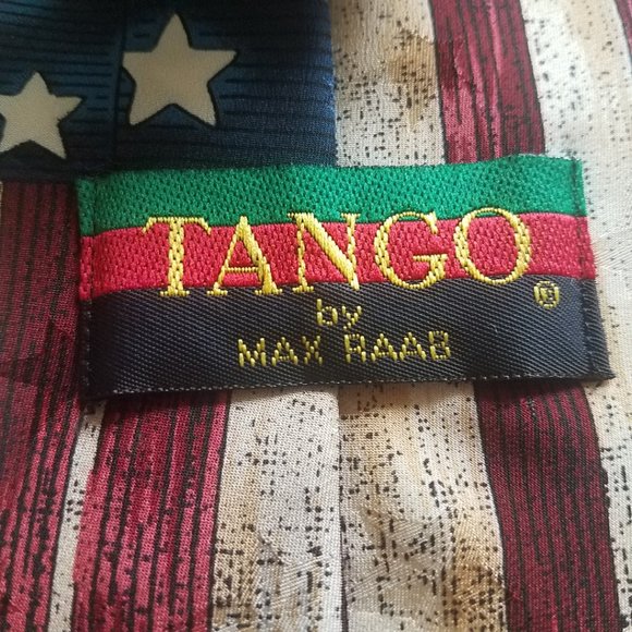 VINTAGE Silk Necktie American Flag Tango by Max Raab - Picture 7 of 7